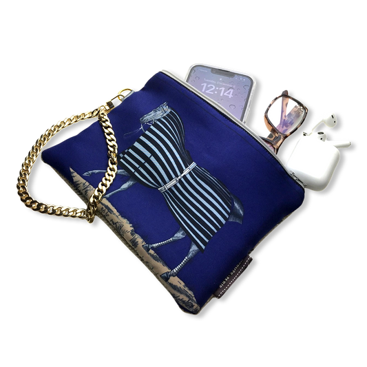 Couvertures et Tenues du Jour Blue Vintage Silk Scarf Wristlet Grand Bag