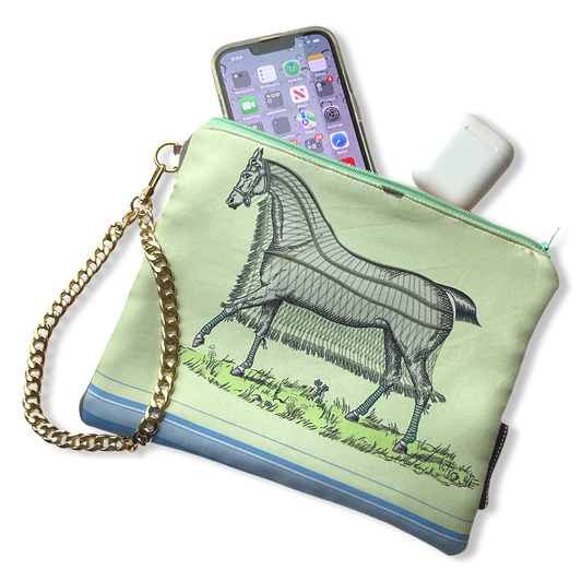 Couvertures et Tenues du Jour Celadon Vintage Silk Scarf Wristlet Bag