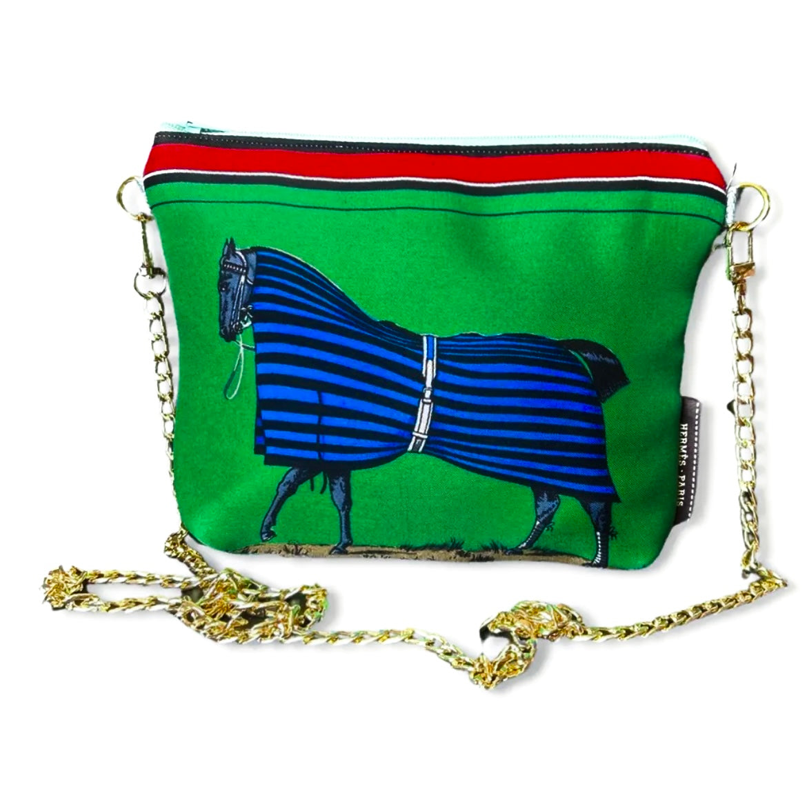 Couvertures et Tenues du Jour Green Vintage Scarf Crossbody Bag