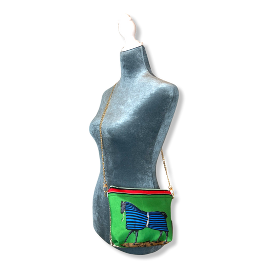 Couvertures et Tenues du Jour Green Vintage Scarf Crossbody Bag