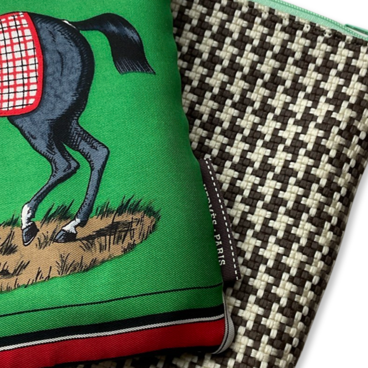 Couvertures et Tenues du Jour Green Vintage Silk Scarf All-Around Bag