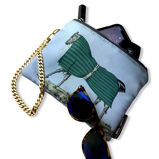 Couvertures et Tenues du Jour Light Blue Vintage Silk Scarf Wristlet Grand Bag