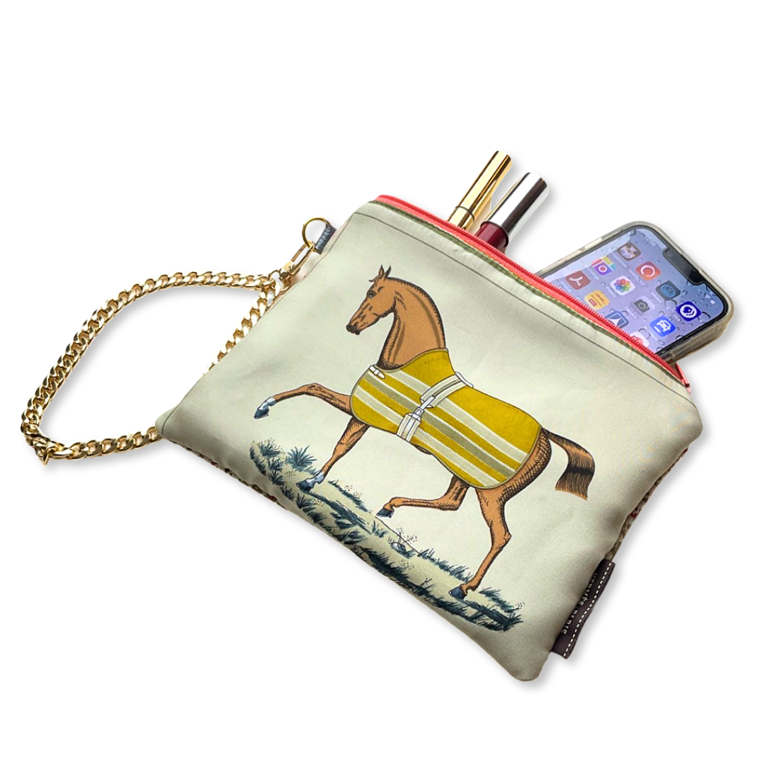 Couvertures et Tenues du Jour Neutral Vintage Silk Scarf Wristlet  Bag