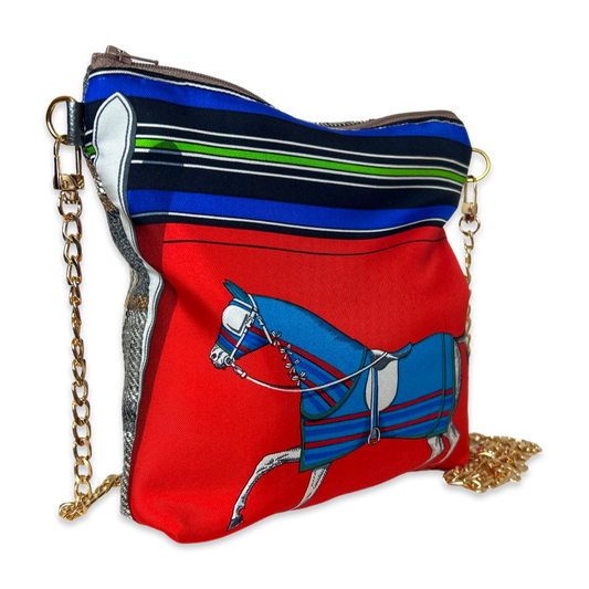 Couvertures et Tenues du Jour Red Vintage Scarf Crossbody Bag