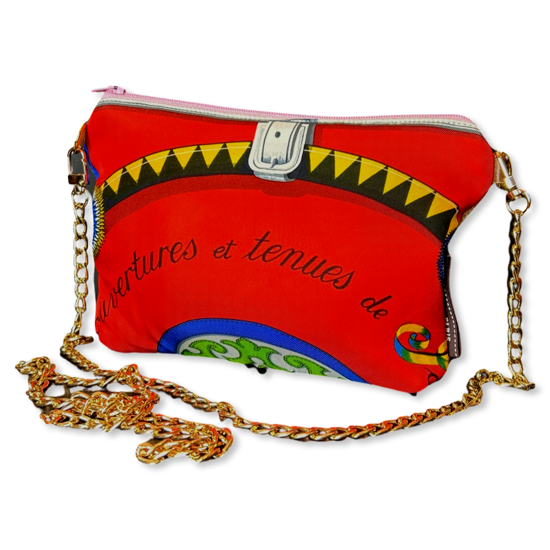 Couvertures et Tenues du Jour Red Vintage Scarf Crossbody Bag