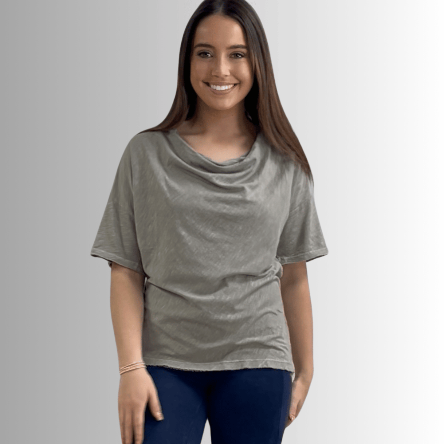 Julianne Cotton Cowl Neck Slub Tee - Concordia Style Boutique