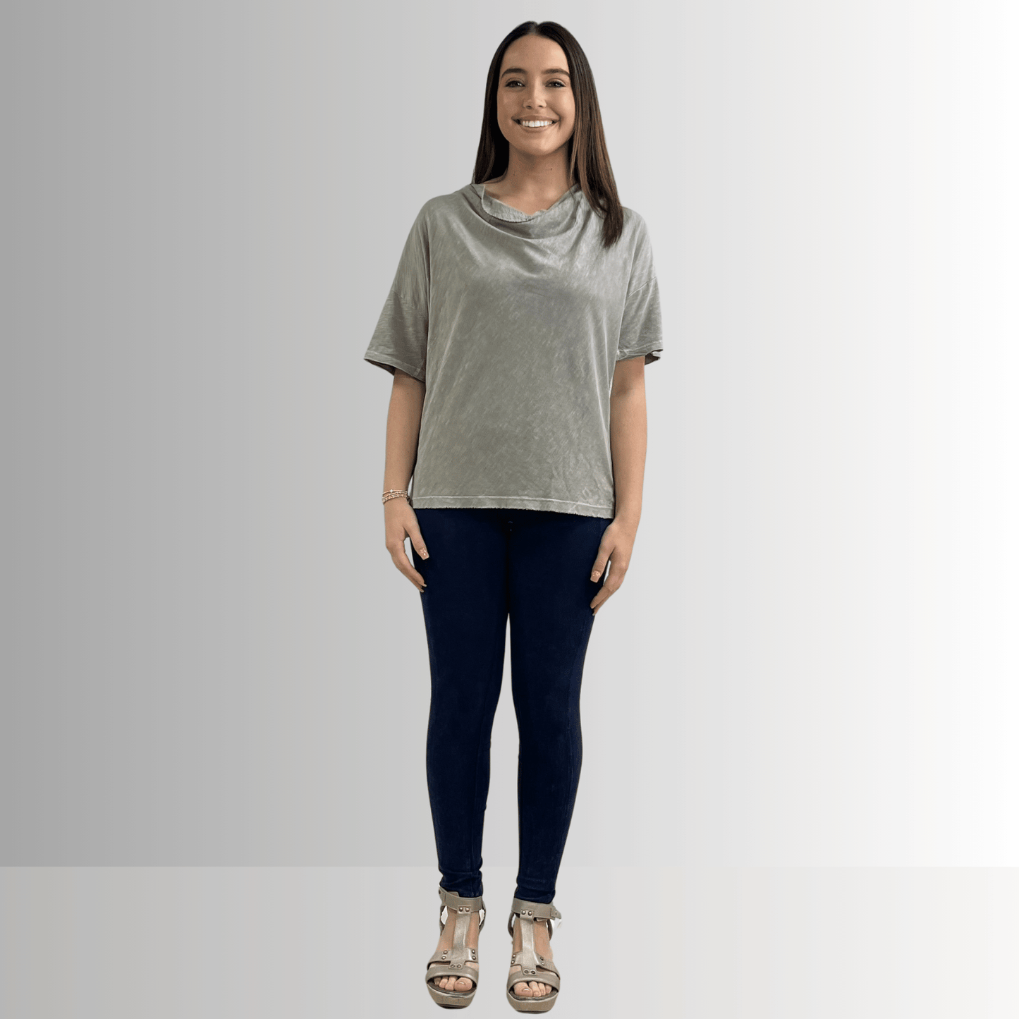 Julianne Cotton Cowl Neck Slub Tee - Concordia Style Boutique