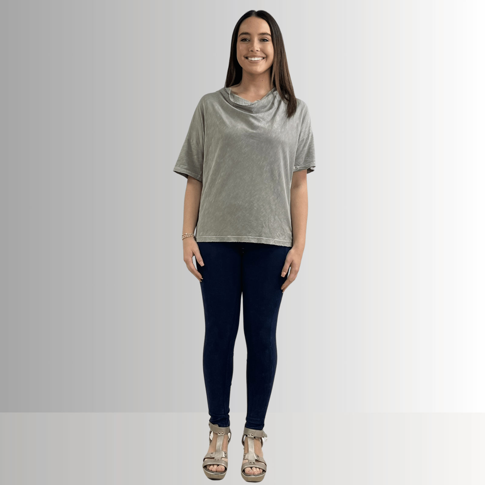 Julianne Cotton Cowl Neck Slub Tee - Concordia Style Boutique