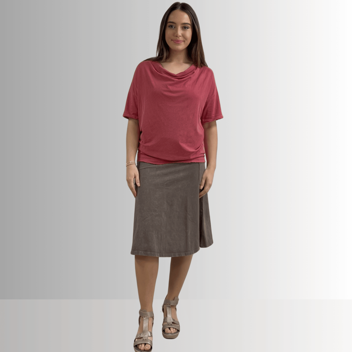 Julianne Cotton Cowl Neck Slub Tee - Concordia Style Boutique