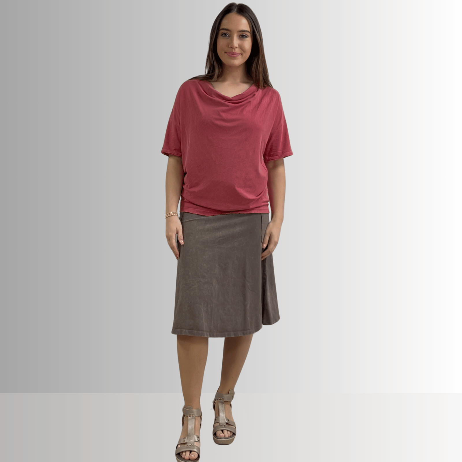 Julianne Cotton Cowl Neck Slub Tee - Concordia Style Boutique