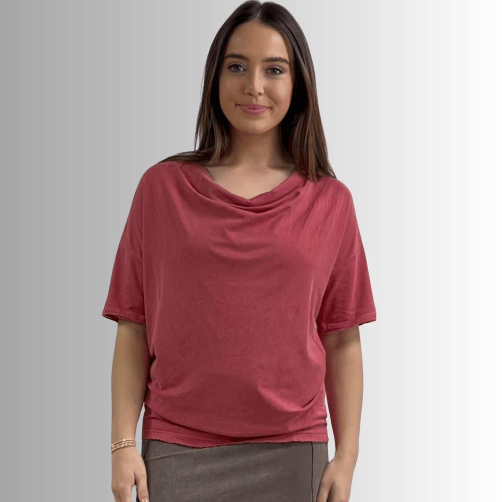 Julianne Cotton Cowl Neck Slub Tee - Concordia Style Boutique