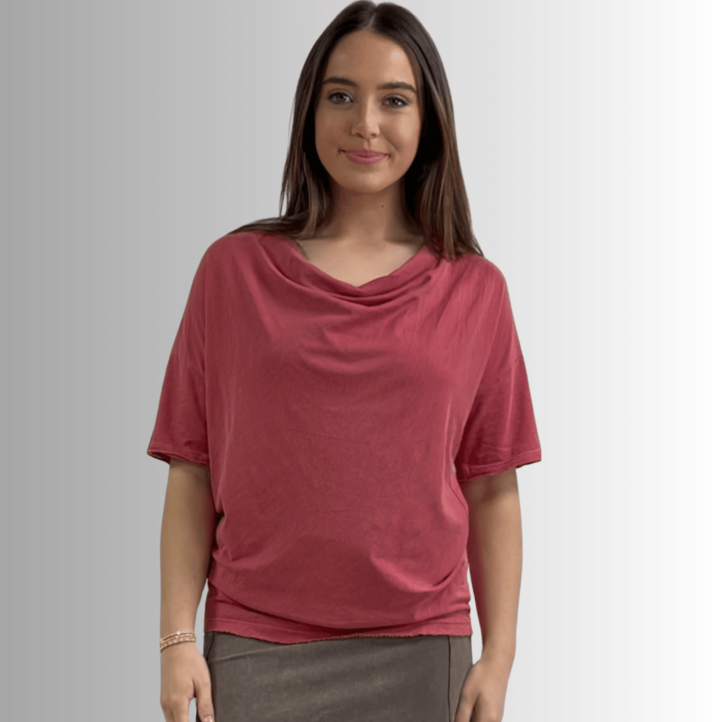Julianne Cotton Cowl Neck Slub Tee - Concordia Style Boutique