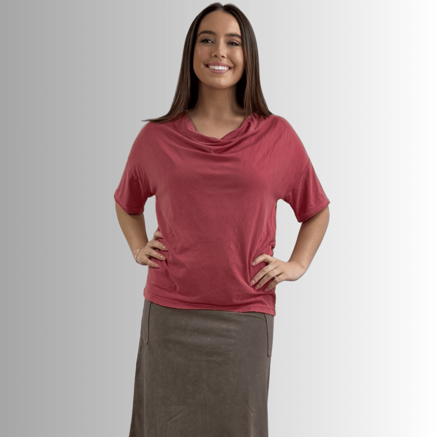 Julianne Cotton Cowl Neck Slub Tee - Concordia Style Boutique