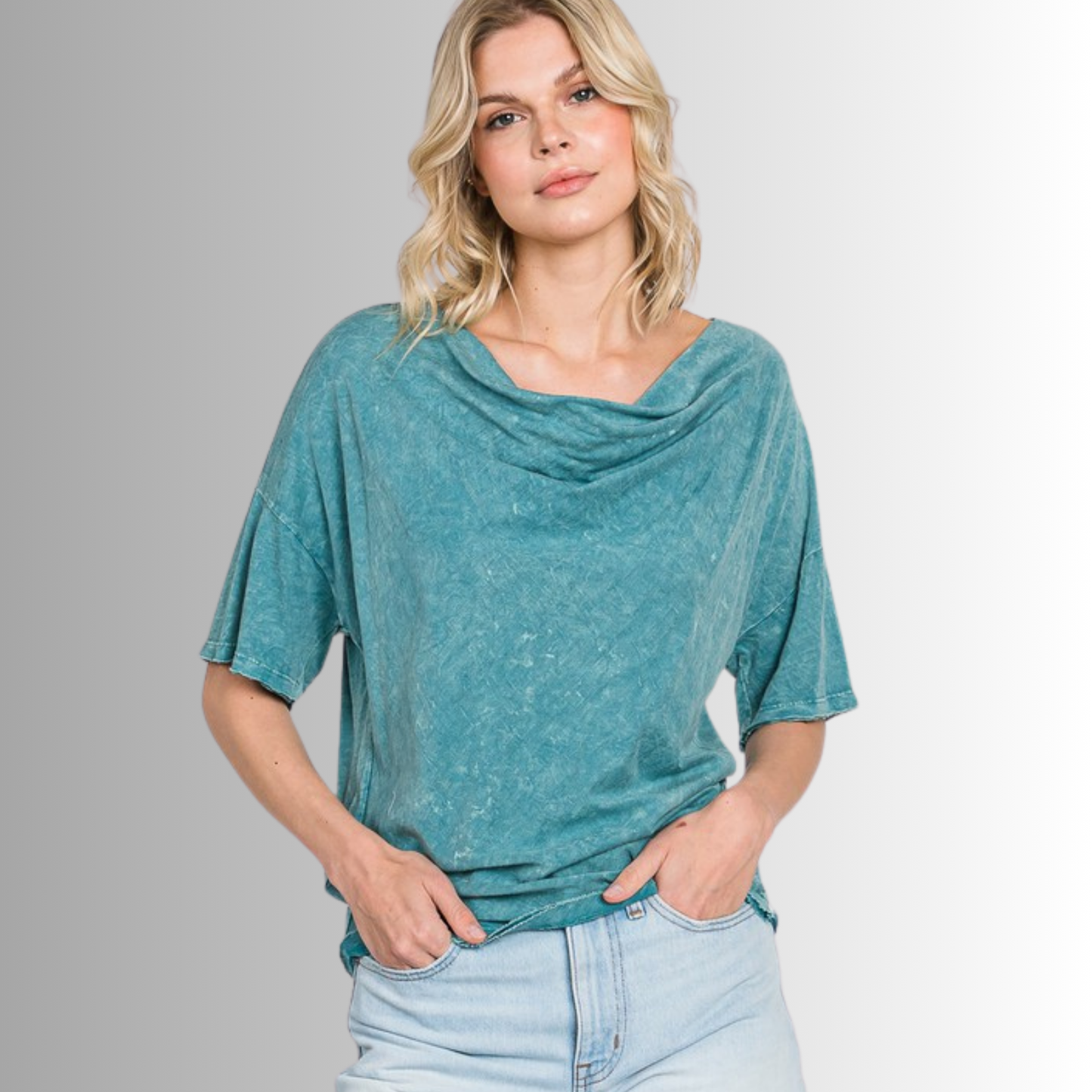 Julianne Cotton Cowl Neck Slub Tee - Concordia Style Boutique