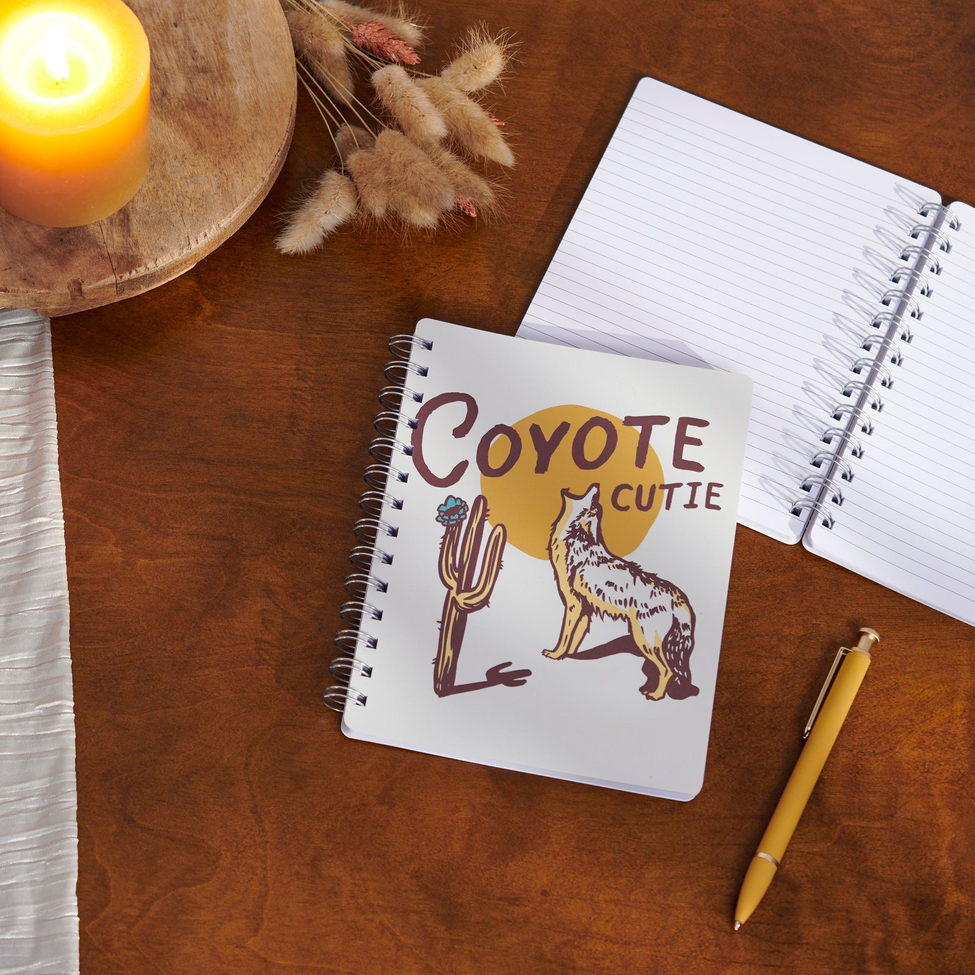 Coyote Cutie Spiral Double-Sided Notebook | Howling Coyote Design Journal | 120 Lined Pages - Concordia Style Boutique
