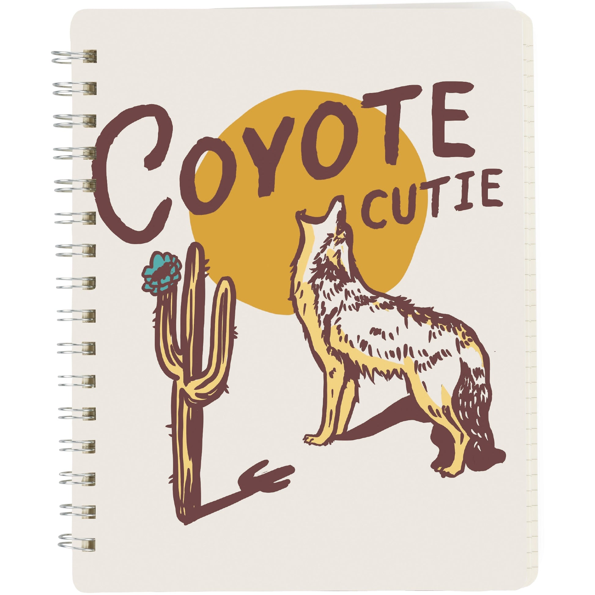 Coyote Cutie Spiral Double-Sided Notebook | Howling Coyote Design Journal | 120 Lined Pages - Concordia Style Boutique