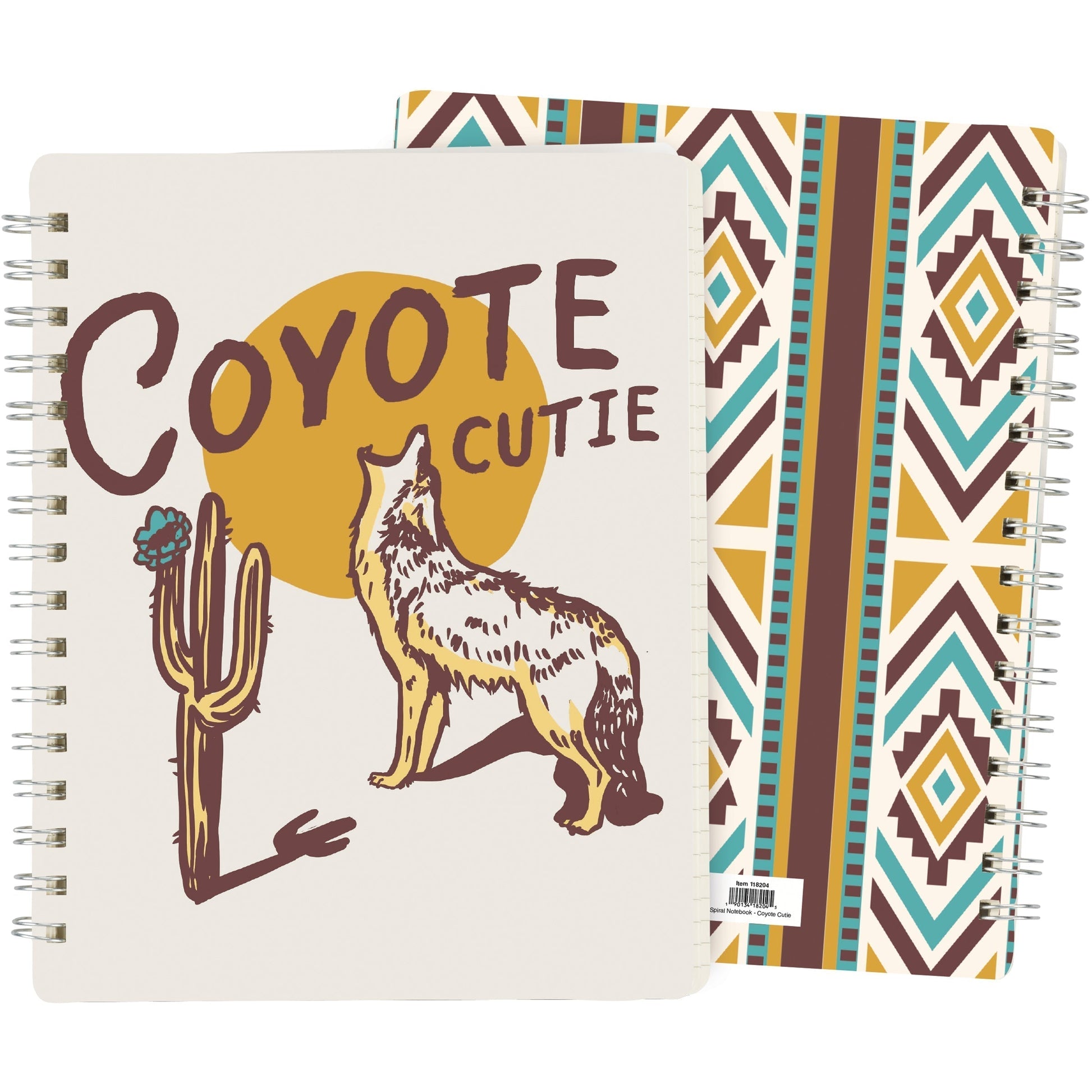 Coyote Cutie Spiral Double-Sided Notebook | Howling Coyote Design Journal | 120 Lined Pages - Concordia Style Boutique