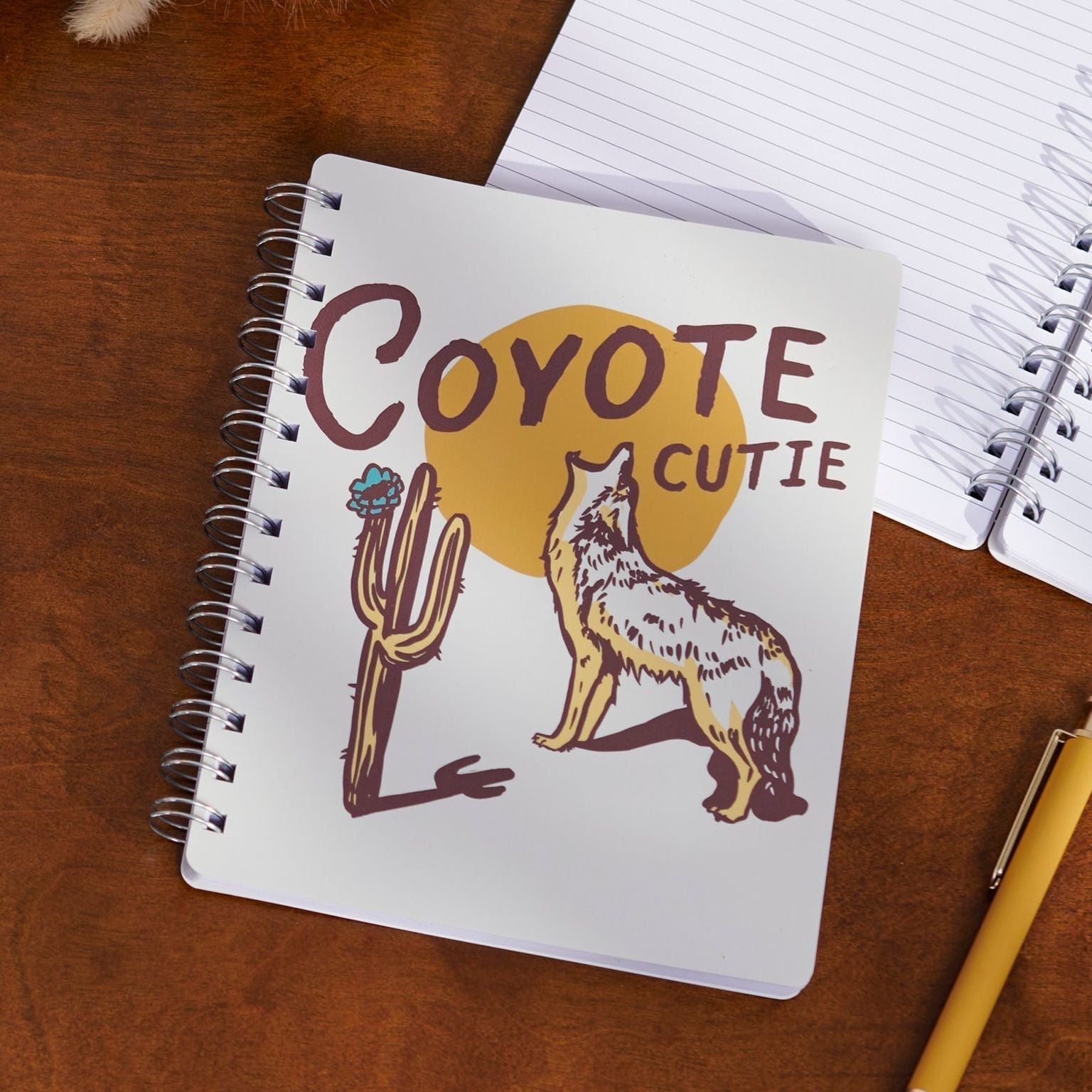 Coyote Cutie Spiral Double-Sided Notebook | Howling Coyote Design Journal | 120 Lined Pages - Concordia Style Boutique
