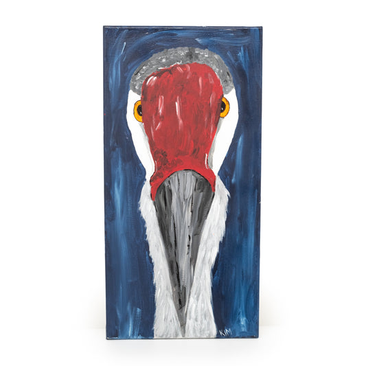 Syd the Crane Painting | 12" x 24" | Paint on Canvas | The Painted Attic