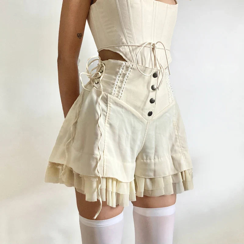Cream Ruffle Shorts - Concordia Style Boutique