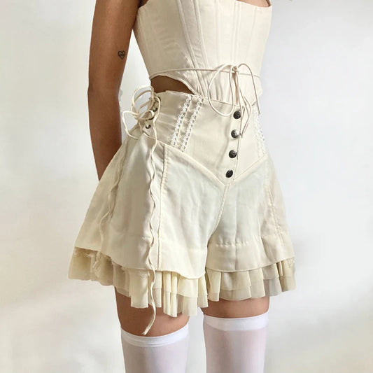 Cream Ruffle Shorts - Concordia Style Boutique