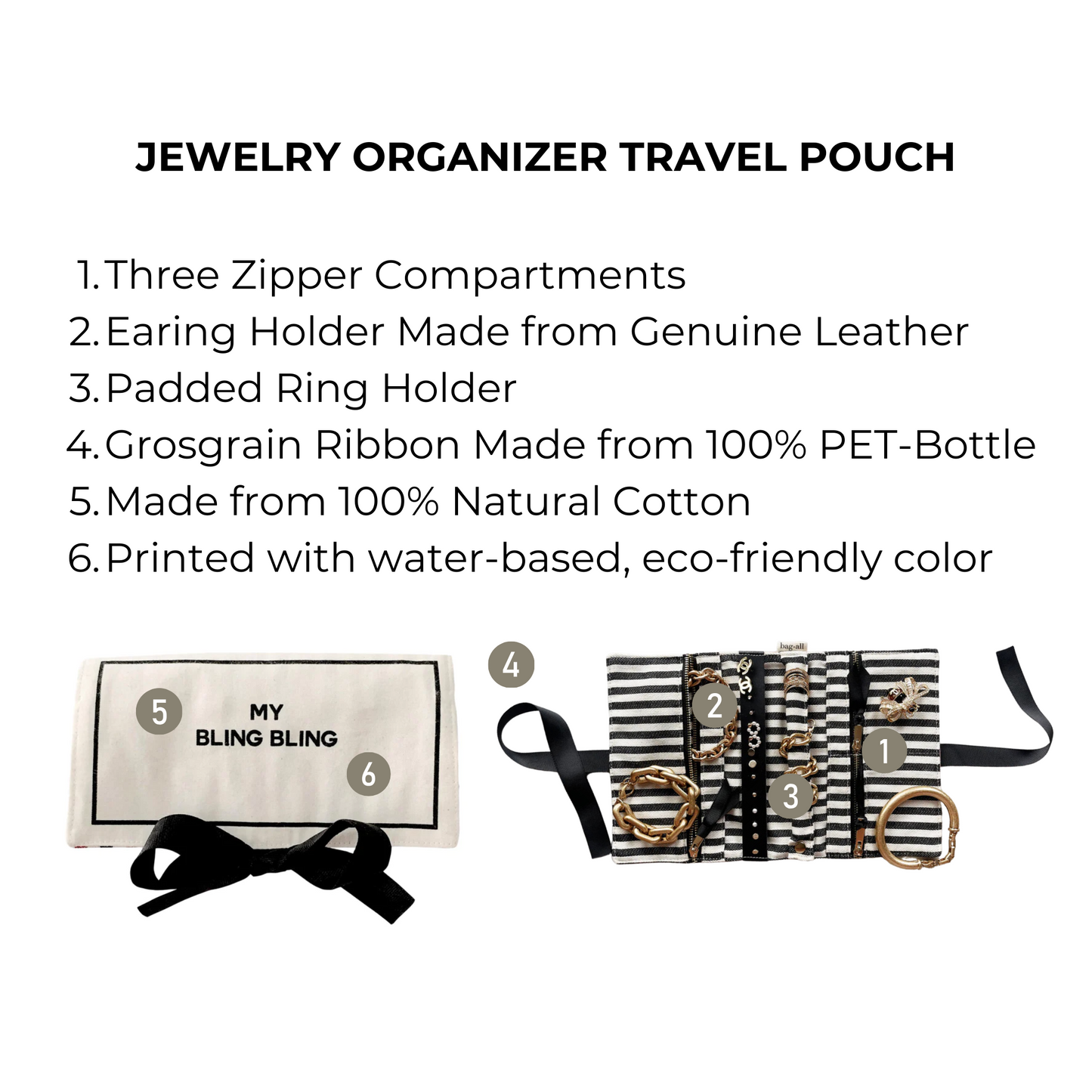 Jewelry Organizer, Travel Pouch, Cream - Concordia Style Boutique
