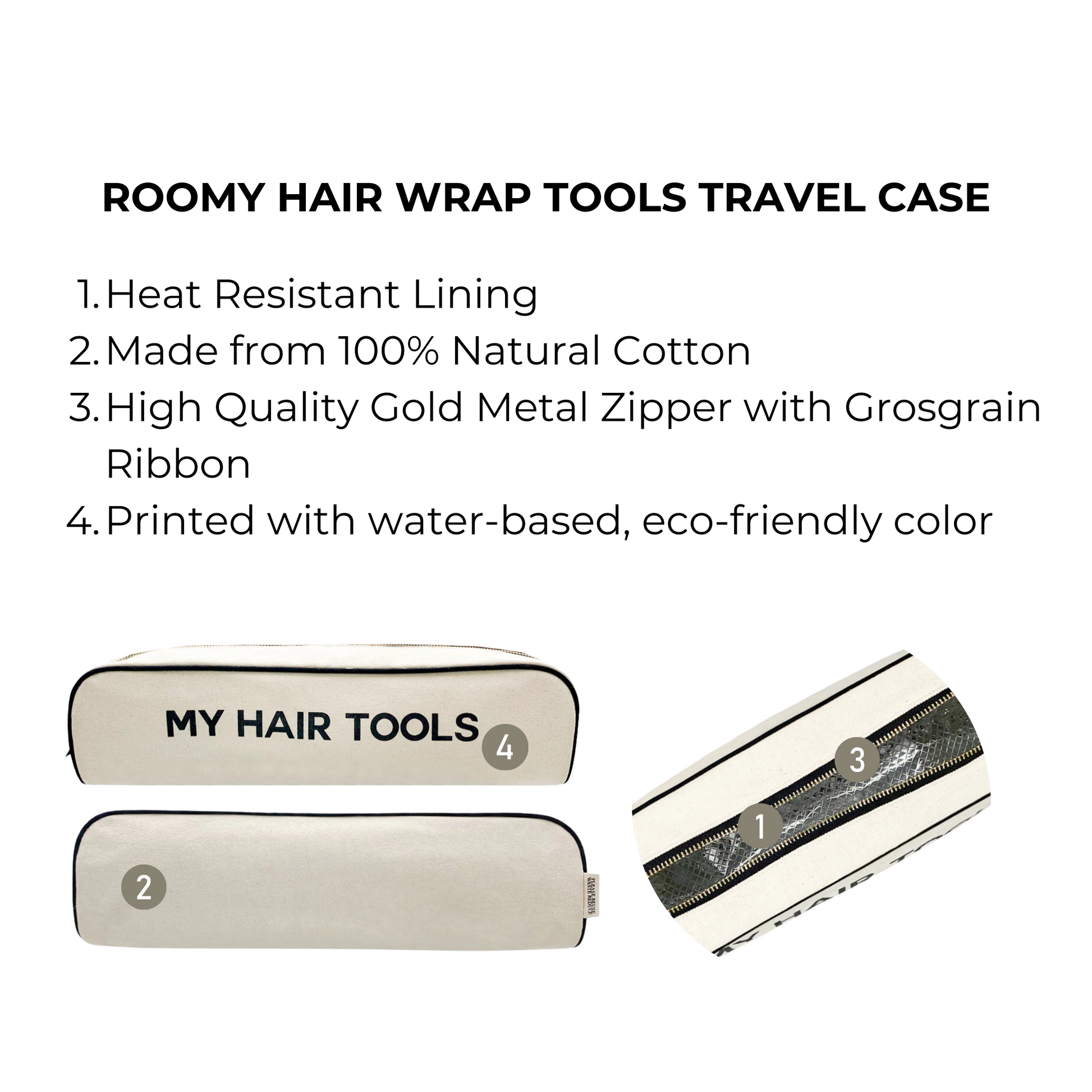 Roomy Hair Wrap Tools Travel Case, Cream - Concordia Style Boutique