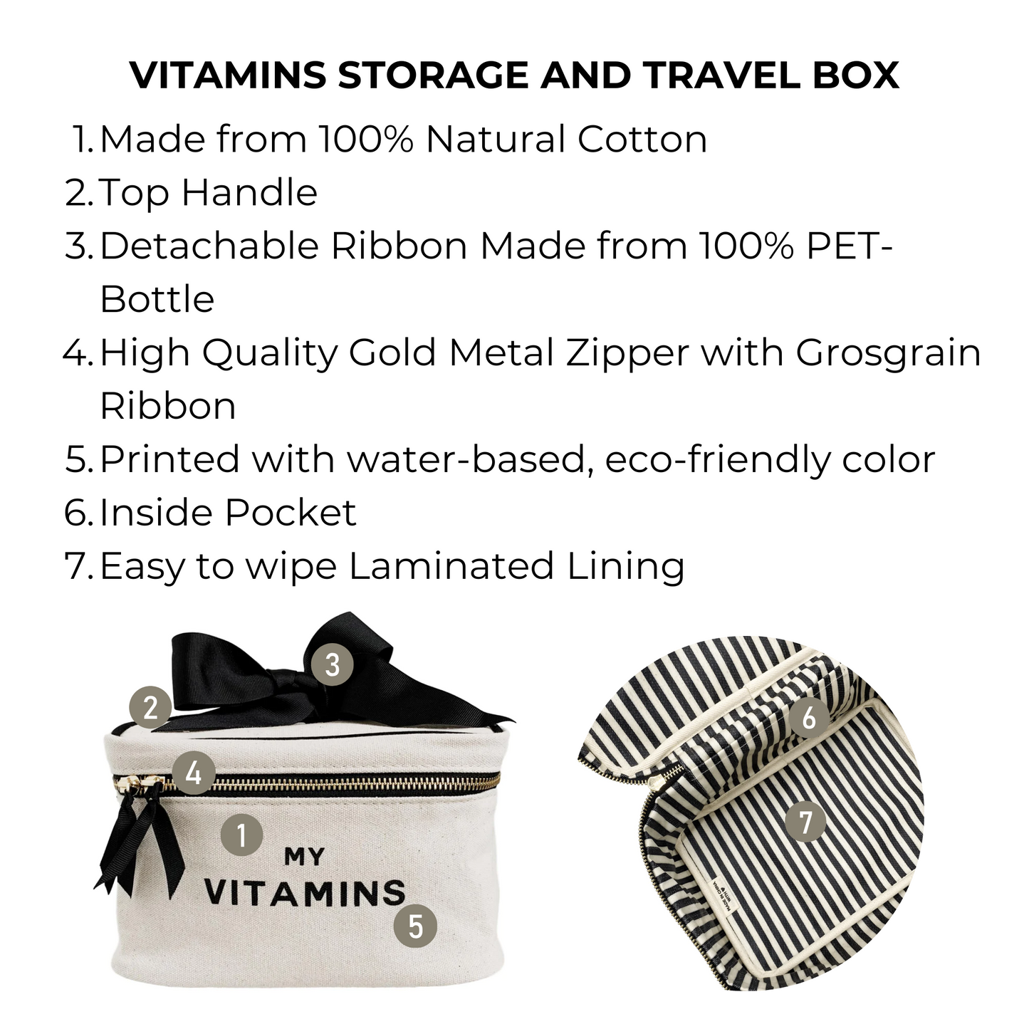 Vitamins Storage and Travel Box, Cream - Concordia Style Boutique