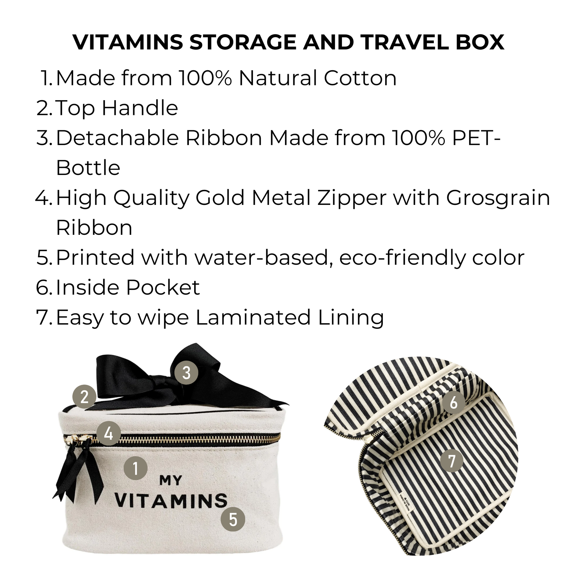 Vitamins Storage and Travel Box, Cream - Concordia Style Boutique