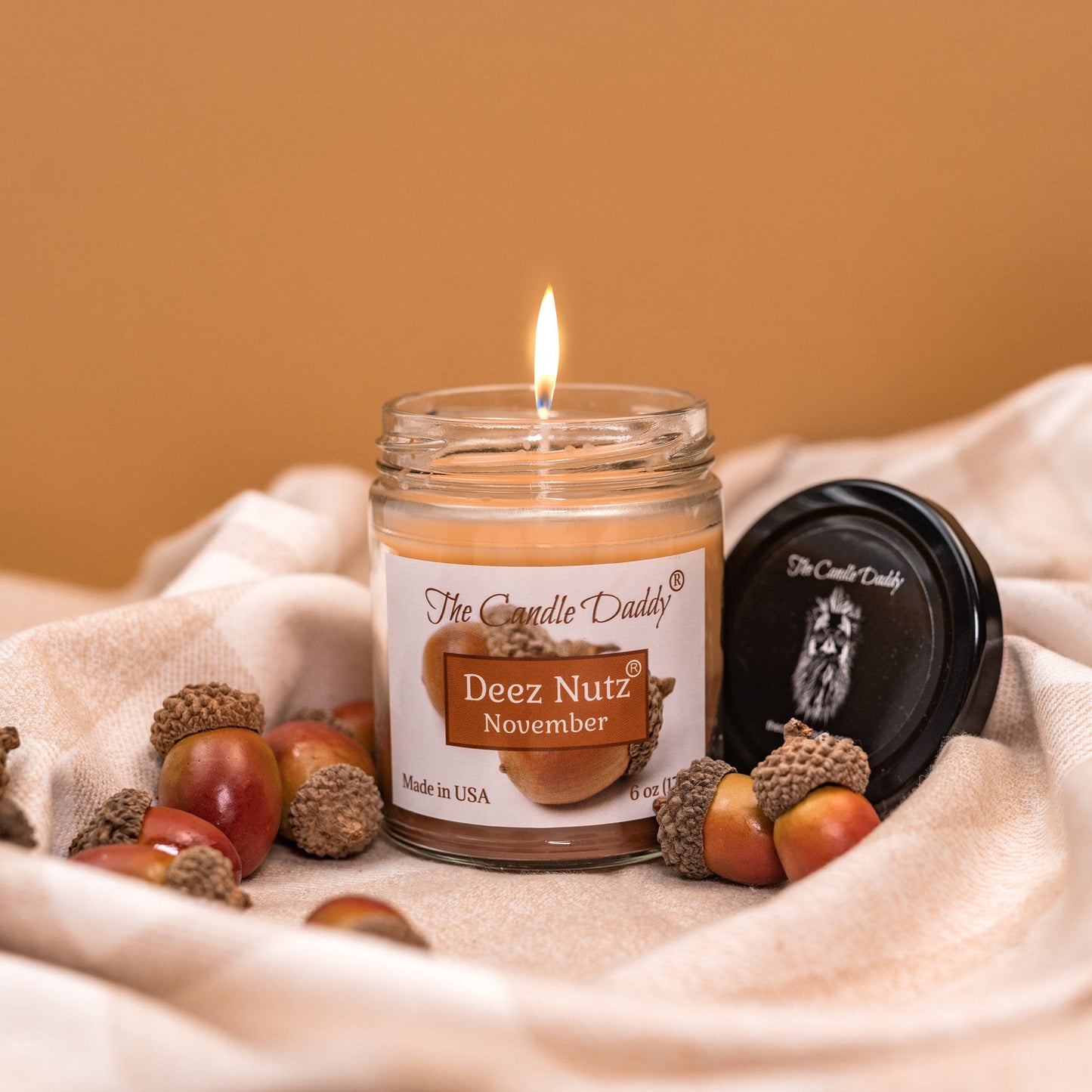 Deez Nutz November - Banana Nut Bread Scented - Funny 6 Oz Jar Candle - 40 Hour Burn
