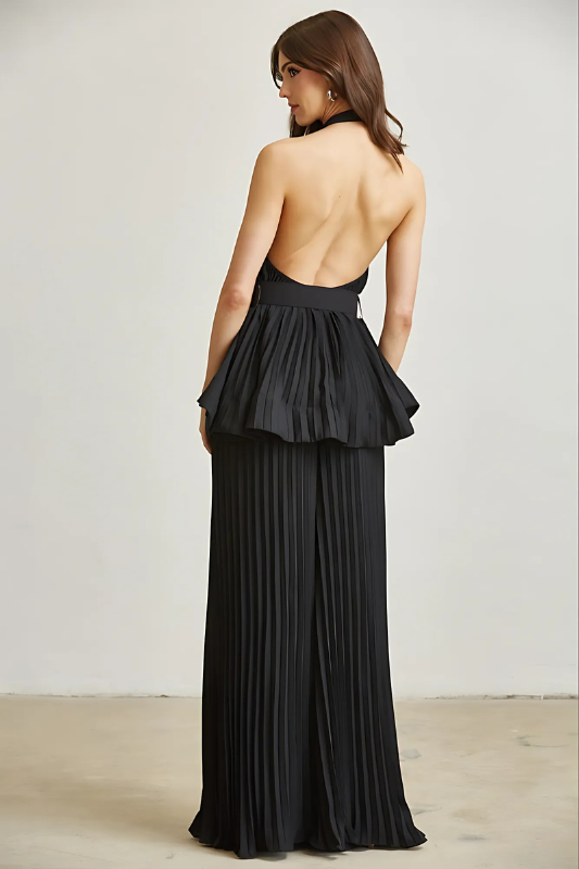 Midnight in Monaco Chiffon Pleated Pant Set
