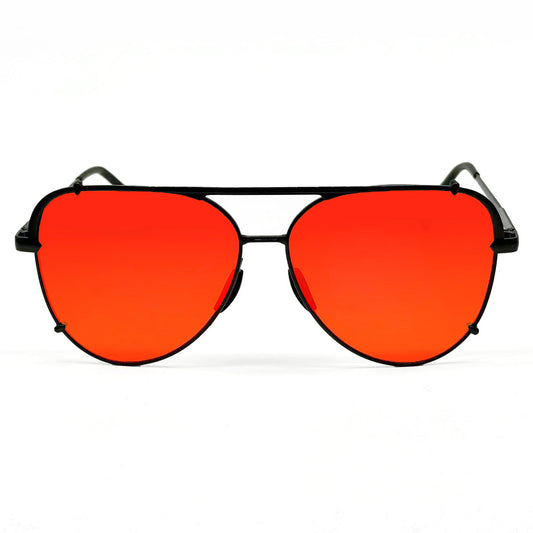 Cristina - Tangle Free - Mirrored Red Aviator Sunglasses - Concordia Style Boutique