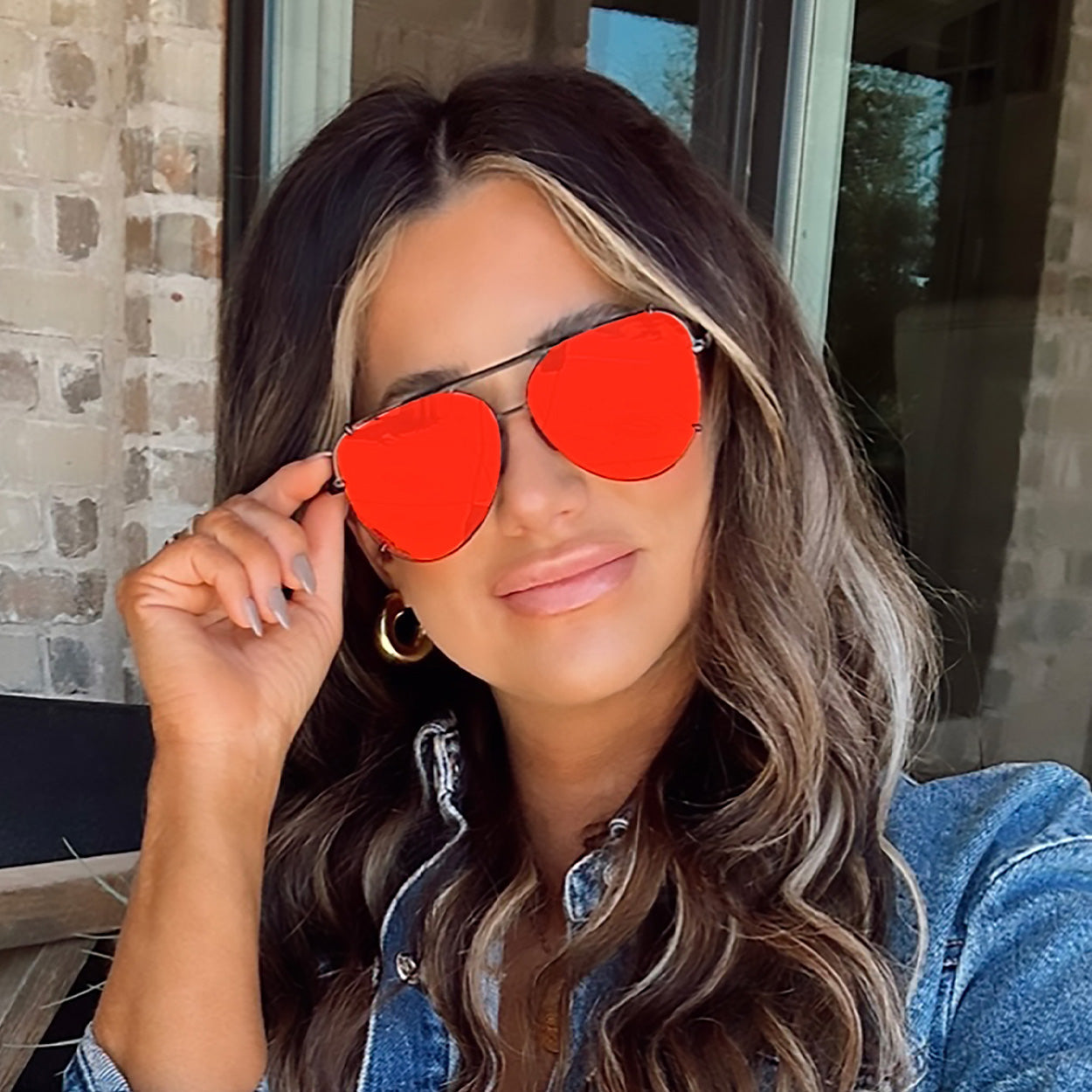 Cristina - Tangle Free - Mirrored Red Aviator Sunglasses - Concordia Style Boutique