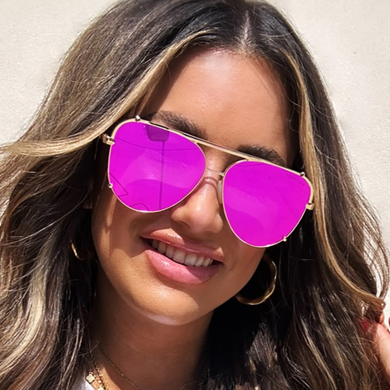 Cristina - Tangle Free - Mirrored Pink Aviator Sunglasses - Concordia Style Boutique