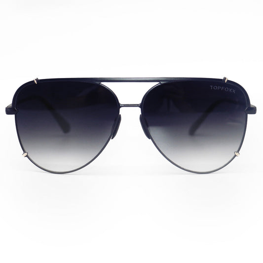 Cristina - Tangle Free - Faded Black and Gold Aviator Sunglasses - Concordia Style Boutique