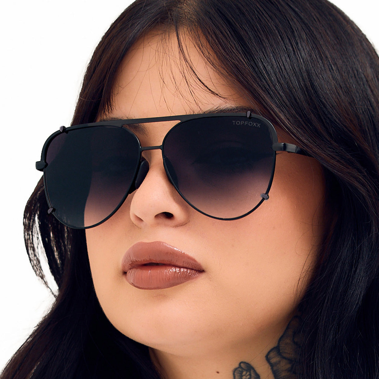 Cristina - Tangle Free - Faded Black Aviator Sunglasses - Concordia Style Boutique