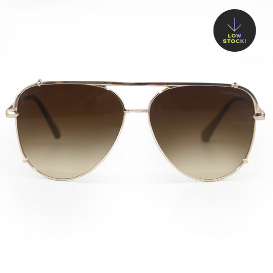 Cristina - Tangle Free - Faded Brown Aviator Sunglasses - Concordia Style Boutique