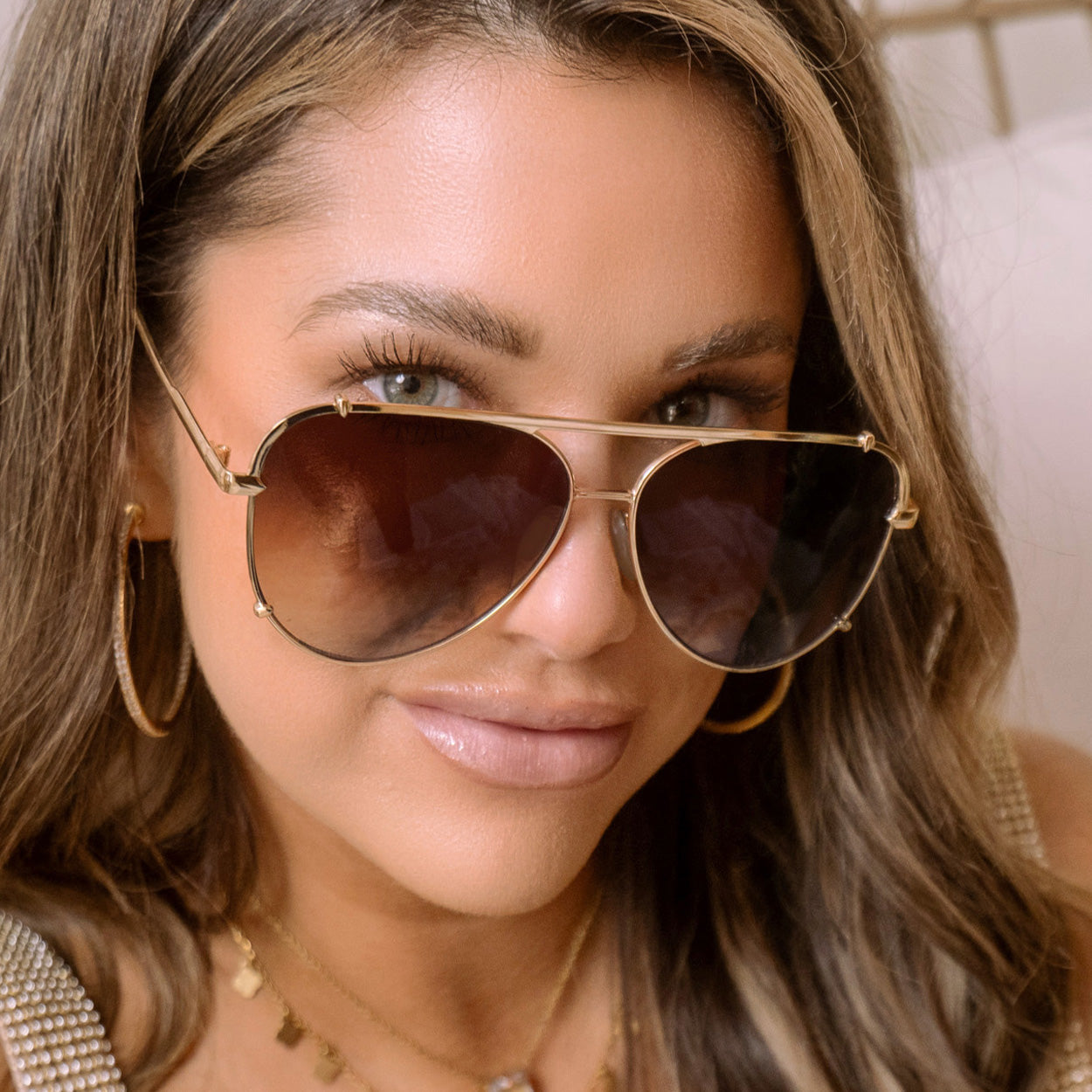 Cristina - Tangle Free - Faded Brown Aviator Sunglasses - Concordia Style Boutique