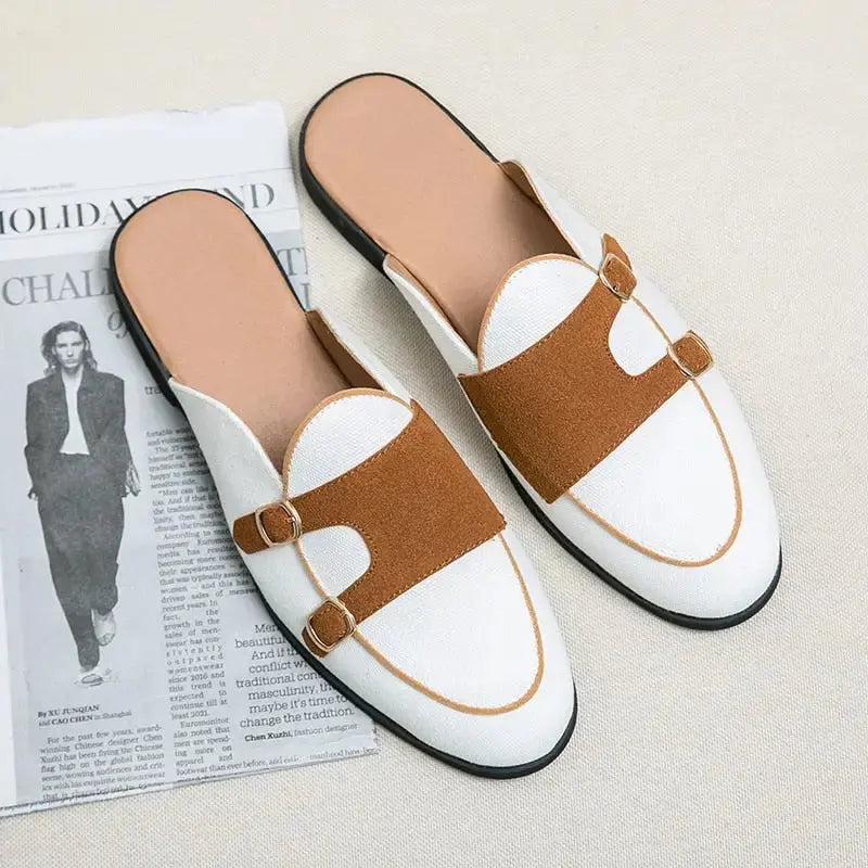 Crocodile Pattern Leather Mules Slippers for Men - Concordia Style Boutique