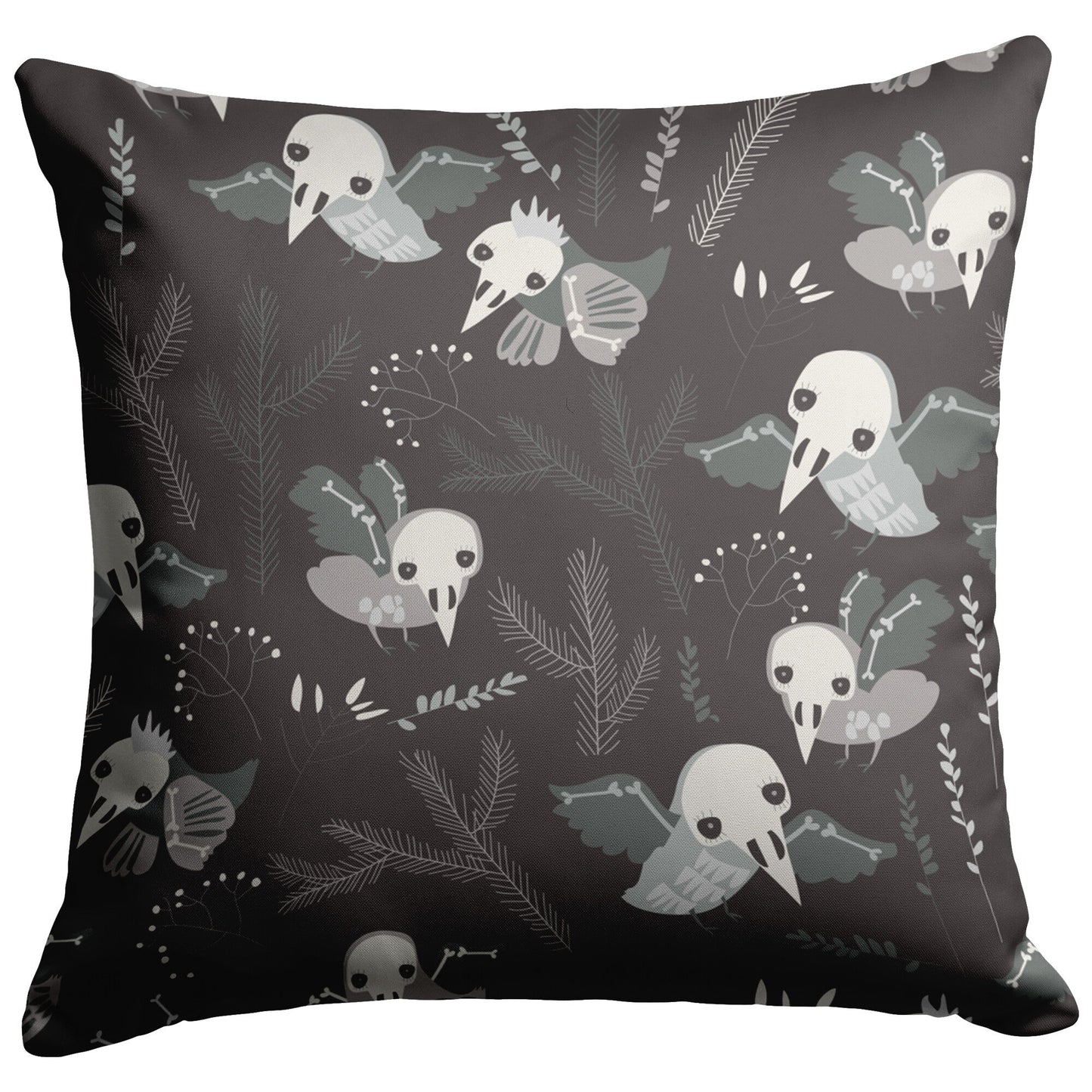 "Skeleton Birds" Throw Pillow
