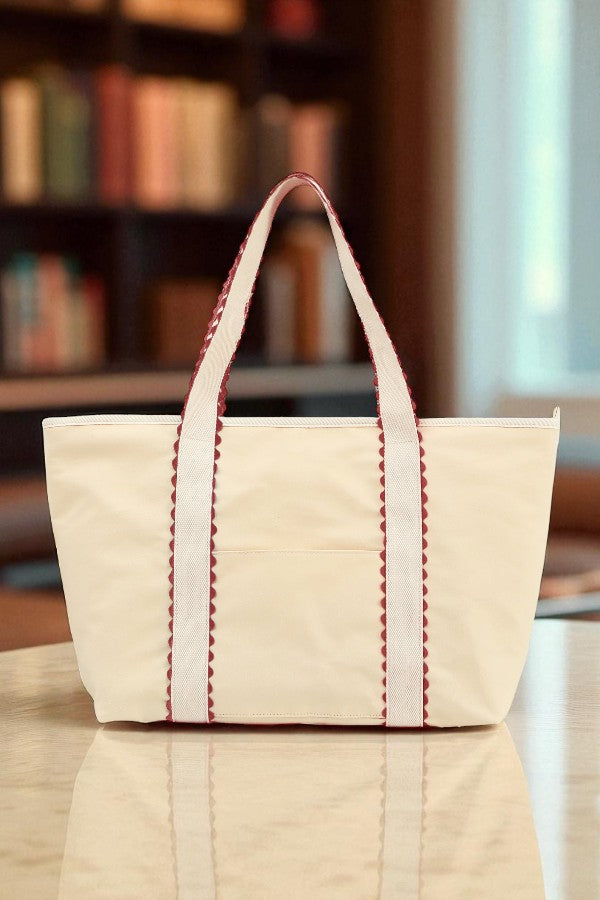 SC - ETA 7/21 - Tote-ally Ready Maroon Rick Rack Trim Tote Bag
