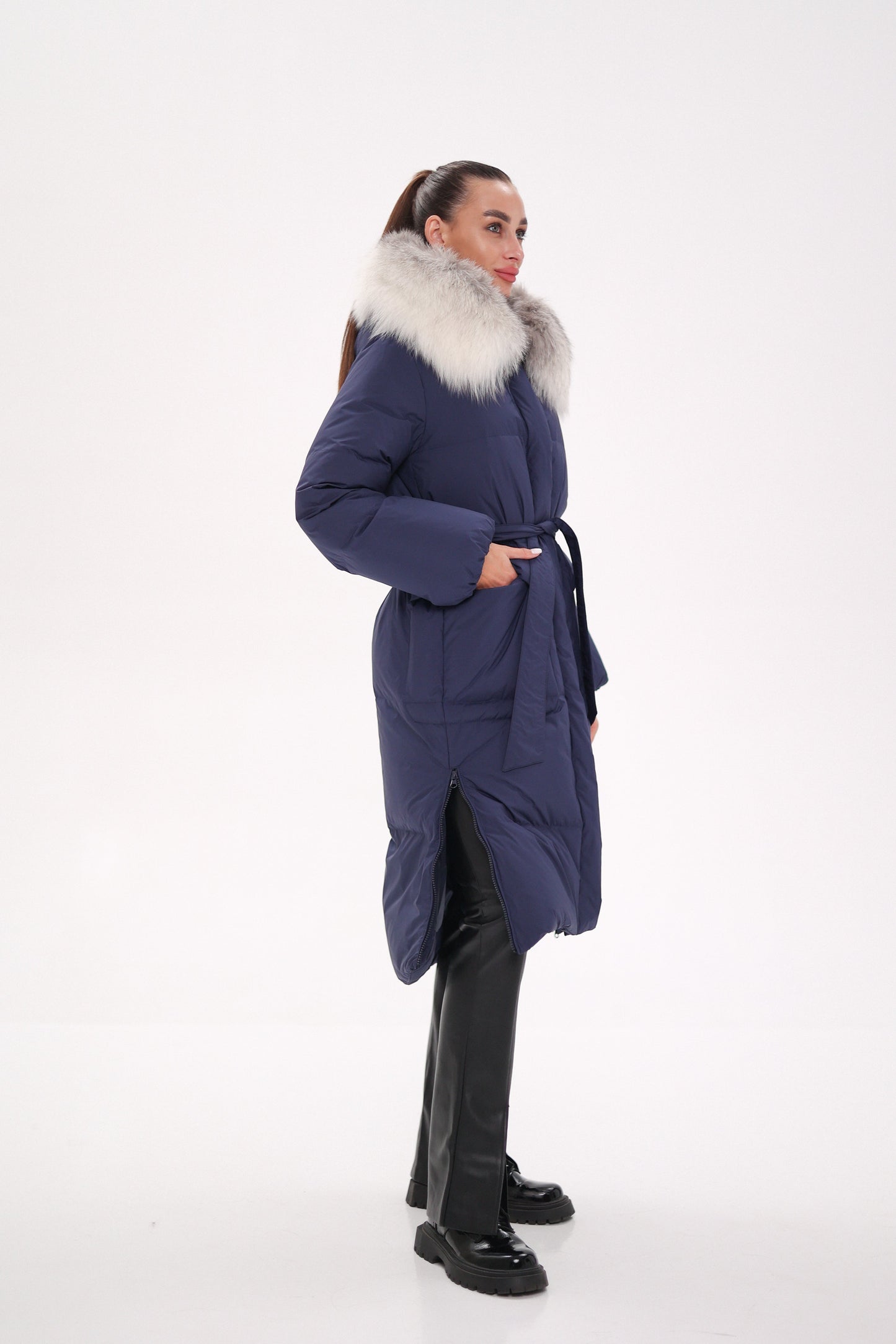 Genuine Silver Fox Down Fill Coat