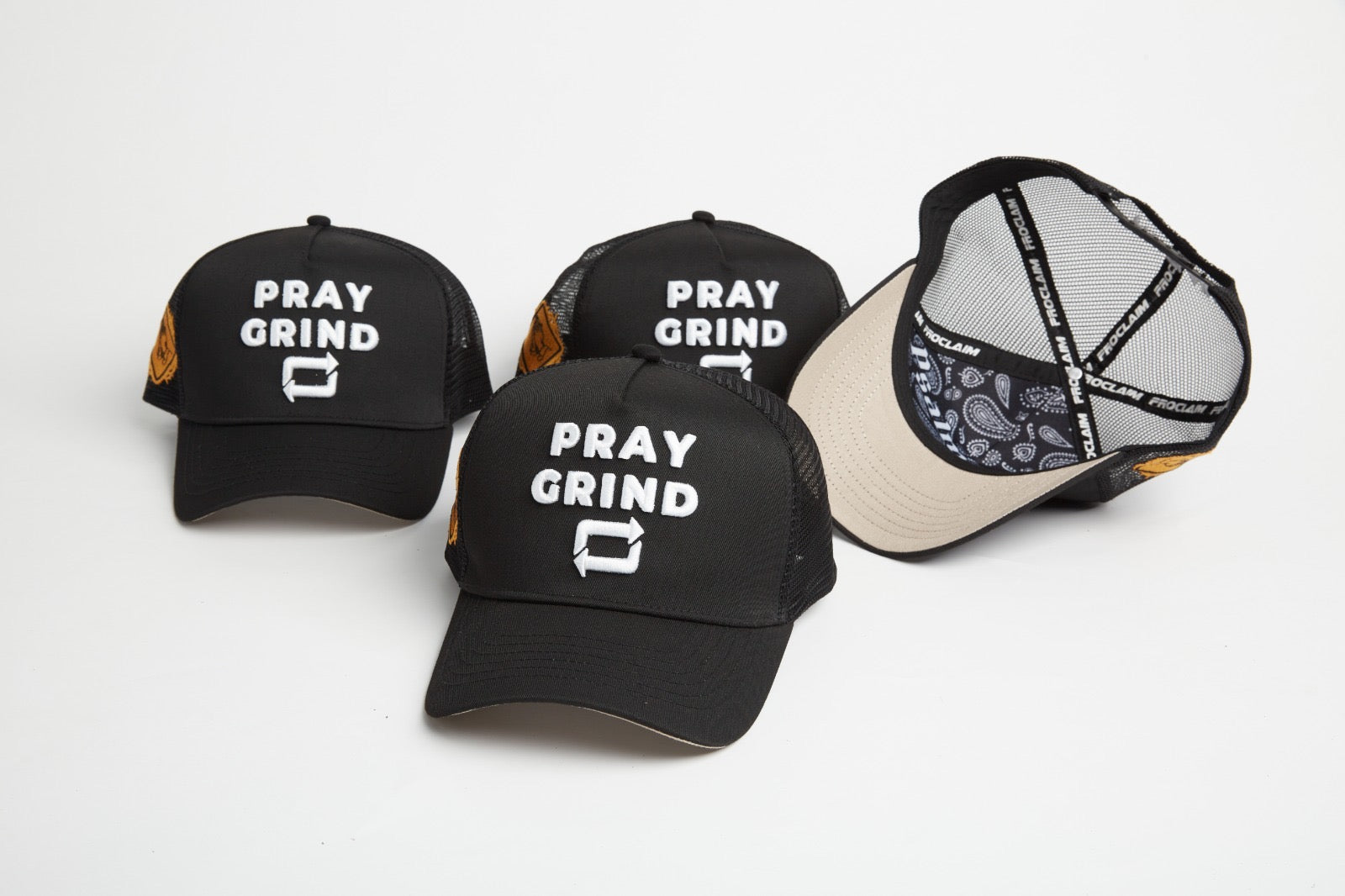 Pray Grind Repeat- Signature Series Black Mesh Snap-Back - Concordia Style Boutique