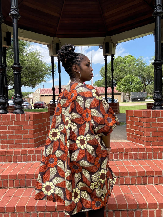 UWA Bold African Print Kimono Jacket - Handmade Ankara Outerwear for Women
