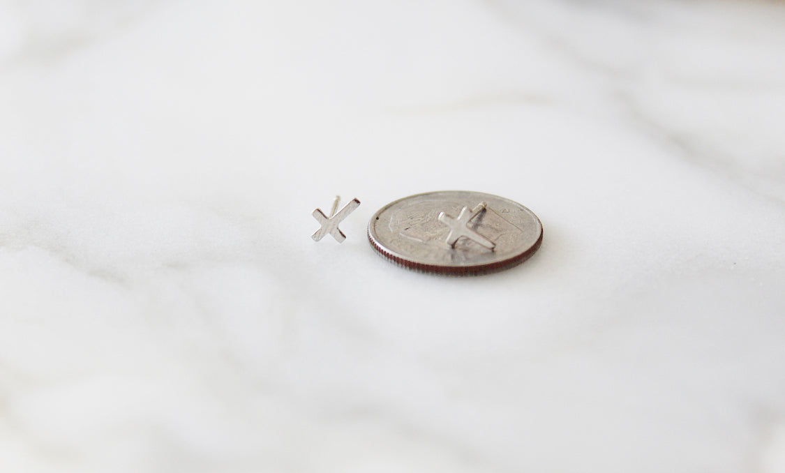 Cross Studs in Sterling Silver