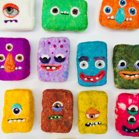 Mini Wool Felted Soaps – Organic 2oz Monster Soap with Fun Stories