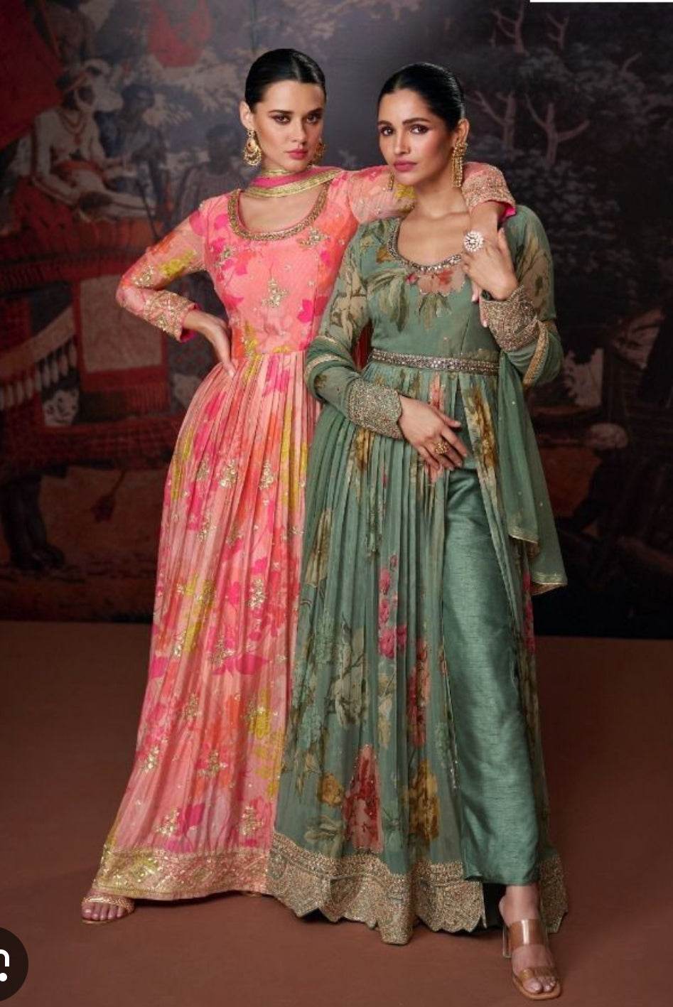 Chiffon Long Kurti set | Long gown