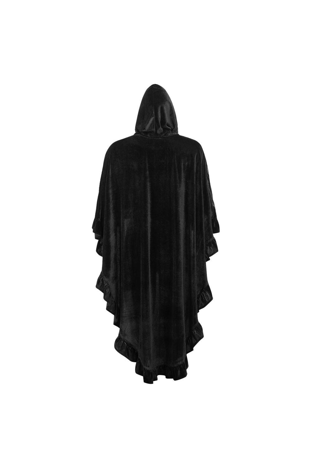 Black Velvet Hooded Ruffle Cape - Concordia Style Boutique