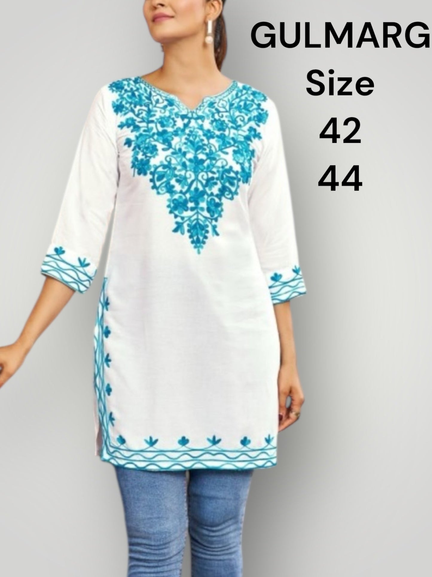 Cotton embroidered short Kurtis