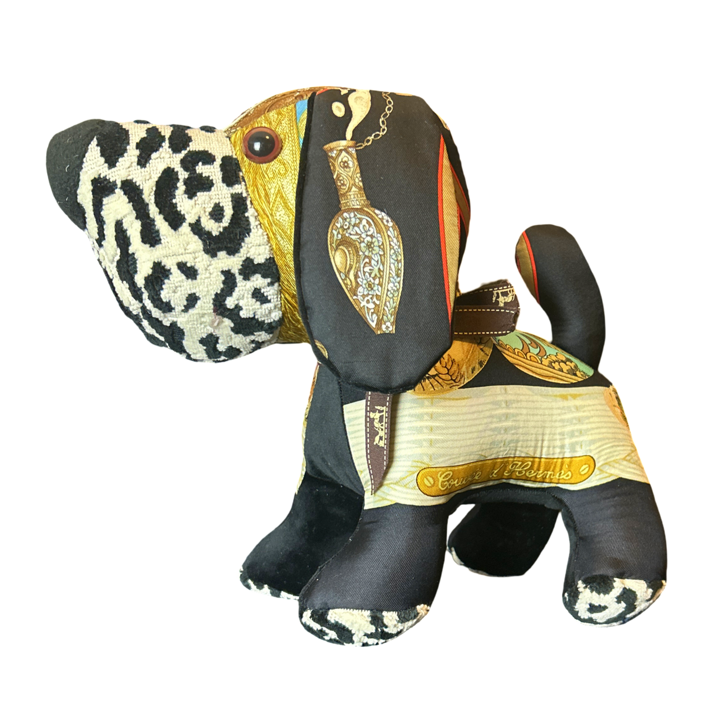 Couvee d'Hermes Vintage Silk Scarf Patchwork Puppy